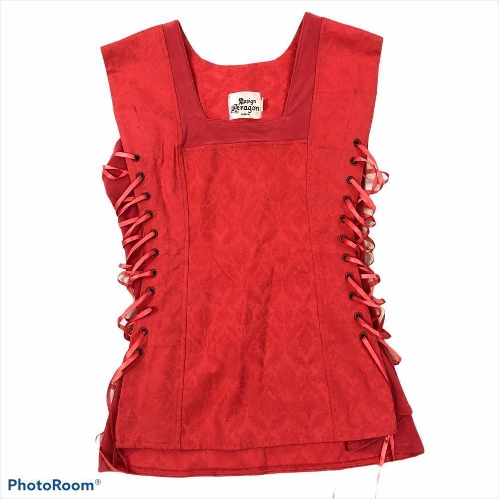 Design Aragonย Jacquard CoralโLace Up BlouseโSmallโ